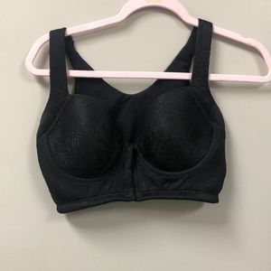 Illusion black lace front hook bra gently used size 36C